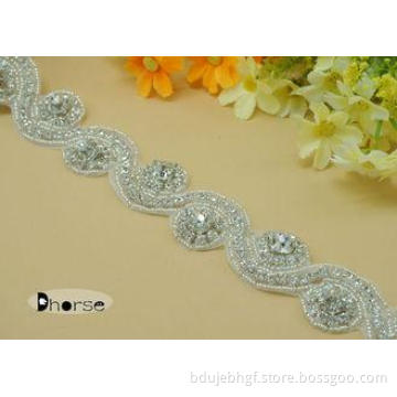 S Shape Clear Stone Decorative Rhinestone Beaded Trim For W